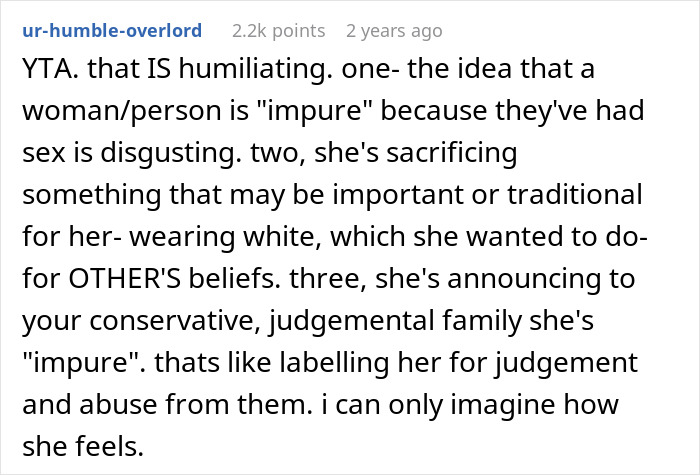 “[Am I The Jerk] For Convincing My Girlfriend Not To Wear A White Dress On Our Wedding Day?”