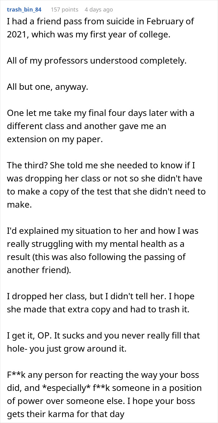 Jerk Boss Denies Teen A Day Off After Her Best Friend Died, So She Maliciously Complies Jerk Boss Denies Teen A Day Off After Her Best Friend Died, So She Maliciously Complies
