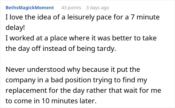 Dream Employee Turns Sour After New Manager Puts In Strict Lateness Rules, Makes Them Regret It Dream Employee Turns Sour After New Manager Puts In Strict Lateness Rules, Makes Them Regret It