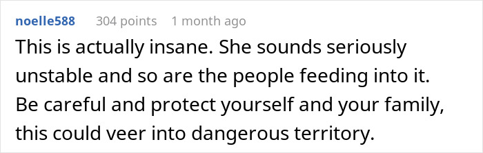Comment warning about family demands woman gives her baby to her sister, advising caution and protection. Comment warning about family demands woman gives her baby to her sister, advising caution and protection.