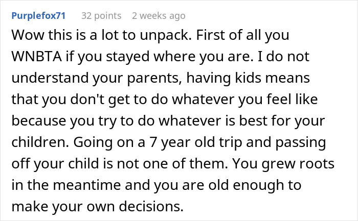 Screenshot of a forum comment discussing a 17-year-old’s life shaken up after parents return from a 7-year world trip. Screenshot of a forum comment discussing a 17-year-old’s life shaken up after parents return from a 7-year world trip.