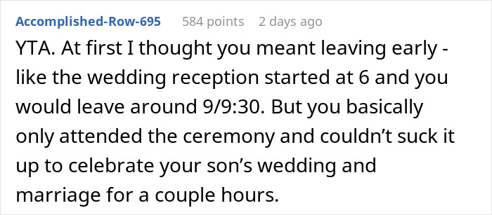 “His Wife Had A Temper He Should Know About”: Parents Berated For Leaving Son’s Wedding Early