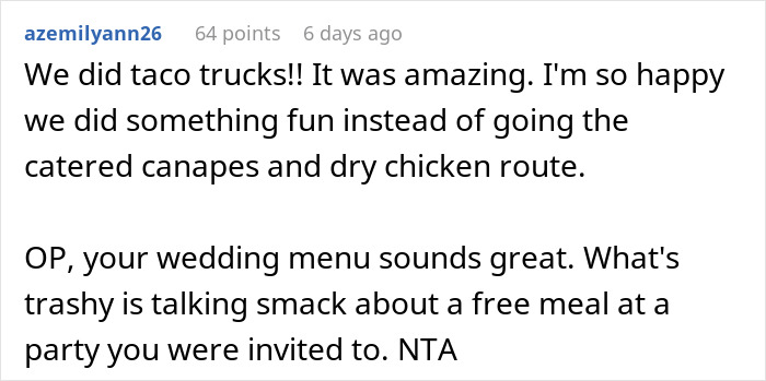 Man Blasts Coworker’s Choice Of Wedding Food, Calls It “White Trash”