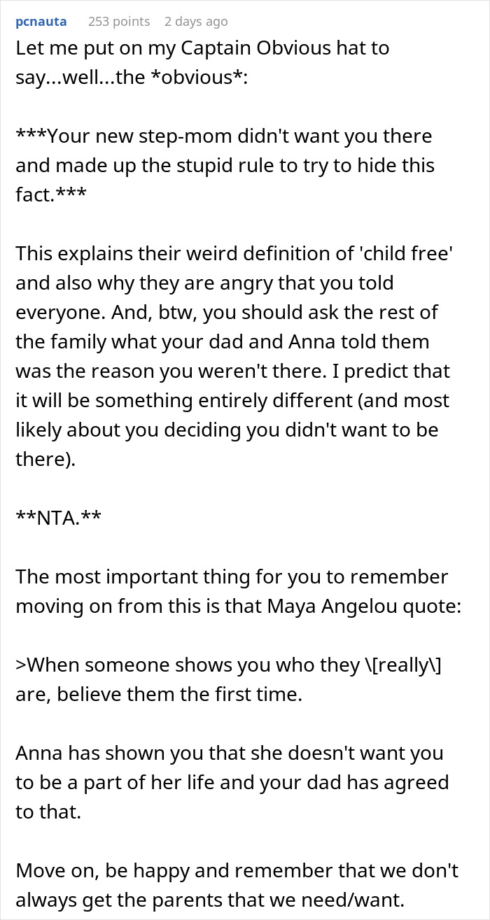Teen Called A “Selfish Brat” For Exposing Why Dad And Stepmom Excluded Her From Wedding Teen Called A “Selfish Brat” For Exposing Why Dad And Stepmom Excluded Her From Wedding