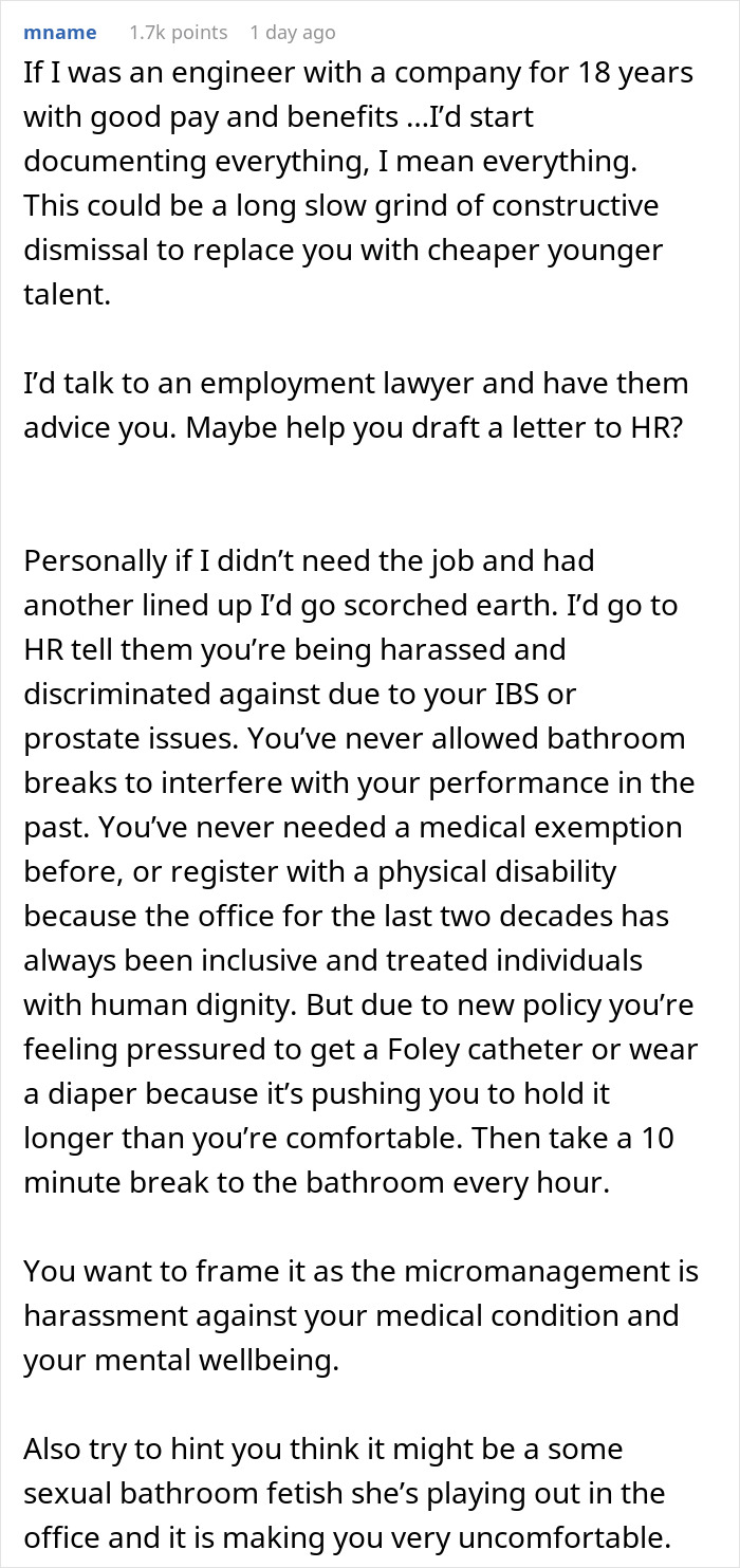 New Boss Risks Losing A High-Performing Employee With His Ridiculous Bathroom Rule New Boss Risks Losing A High-Performing Employee With His Ridiculous Bathroom Rule