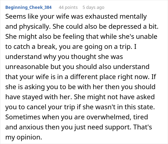 “Am I The Jerk For Not Canceling A Boys Trip Upon My Wife’s Request?” “Am I The Jerk For Not Canceling A Boys Trip Upon My Wife’s Request?”