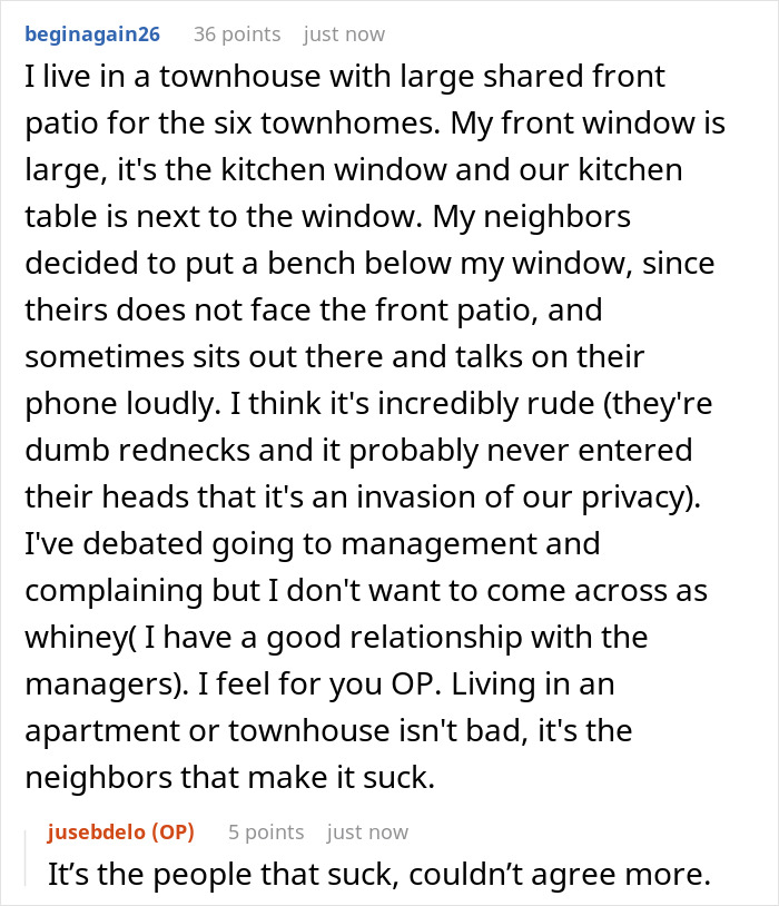 Guy Is Annoyed With Neighbor’s Late Evening Chats On The Phone By His Window, Chooses Pettiness