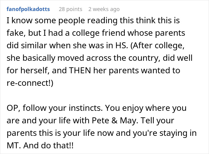 Reddit comment sharing advice on a 17-year-old's life shaken up after parents return from a 7-year world trip. Reddit comment sharing advice on a 17-year-old's life shaken up after parents return from a 7-year world trip.