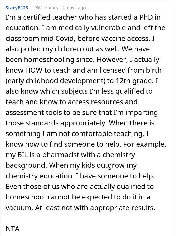 Person Makes Their Sister Cry By Quizzing Her After She Claimed She Would Homeschool Her Kid Person Makes Their Sister Cry By Quizzing Her After She Claimed She Would Homeschool Her Kid