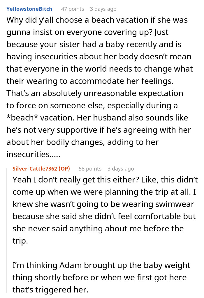 Woman Demands Sister Cover Up Her Bikini, Throws A Fit When She Refuses Woman Demands Sister Cover Up Her Bikini, Throws A Fit When She Refuses