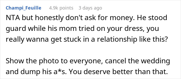 Woman's Fiancé Lets His Mom Try On Her Wedding Dress, Knowing She Would Be Livid, Drama Ensues Woman's Fiancé Lets His Mom Try On Her Wedding Dress, Knowing She Would Be Livid, Drama Ensues