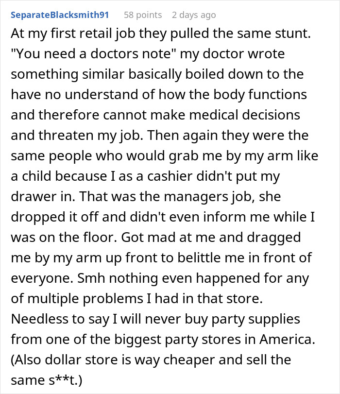 Boss Demands A Doctor&rsquo;s Note To Allow This Cashier To Drink At The Register, Doc Doesn&rsquo;t Hold Back