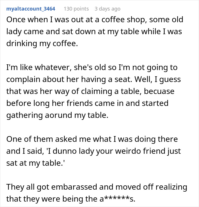Woman Arrives At Diner, Says “I’ll Sit Here” Gesturing To Table Occupied By Family Of 3 Woman Arrives At Diner, Says “I’ll Sit Here” Gesturing To Table Occupied By Family Of 3