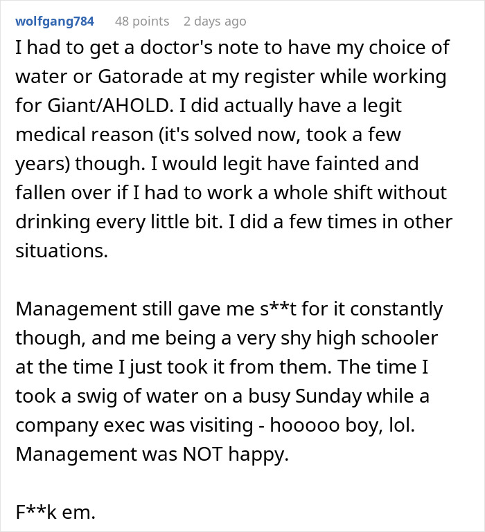 Boss Demands A Doctor&rsquo;s Note To Allow This Cashier To Drink At The Register, Doc Doesn&rsquo;t Hold Back