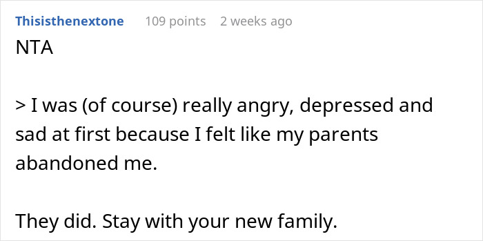 Comment on Reddit showing a user expressing feelings after parents return from a 7-year world trip and want their child back. Comment on Reddit showing a user expressing feelings after parents return from a 7-year world trip and want their child back.