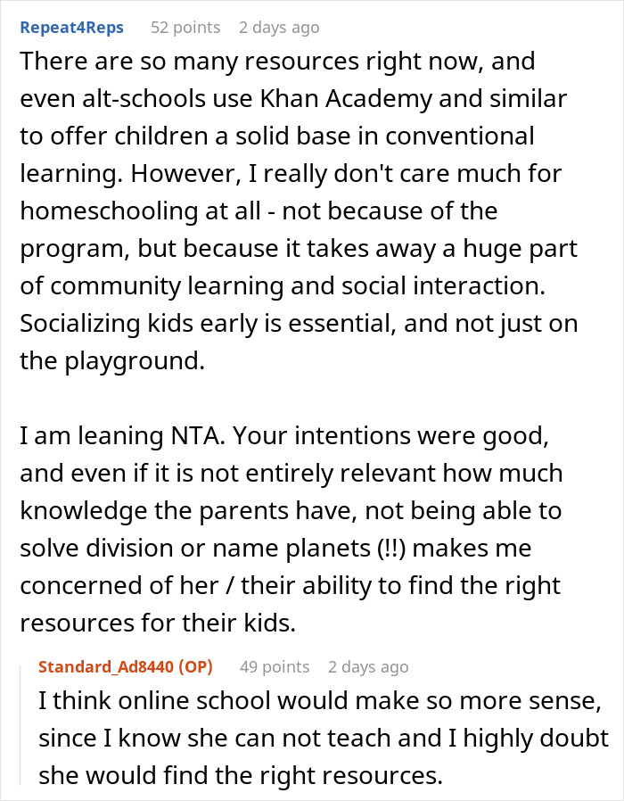 Person Makes Their Sister Cry By Quizzing Her After She Claimed She Would Homeschool Her Kid Person Makes Their Sister Cry By Quizzing Her After She Claimed She Would Homeschool Her Kid