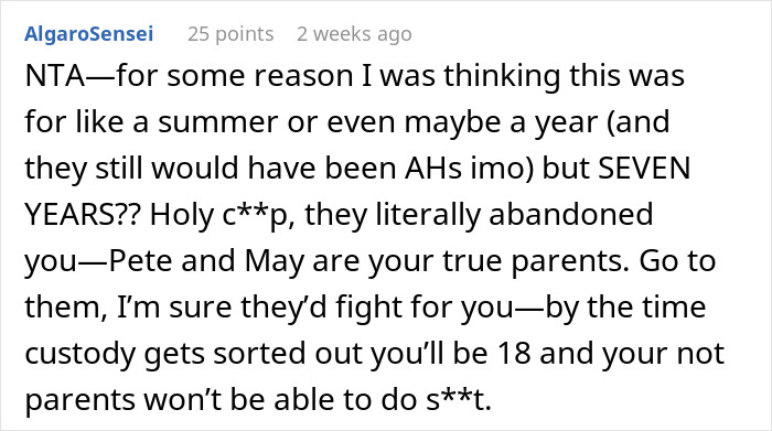 Screenshot of a forum comment discussing a 17-year-old’s life shaken up after parents’ 7-year world trip return. Screenshot of a forum comment discussing a 17-year-old’s life shaken up after parents’ 7-year world trip return.