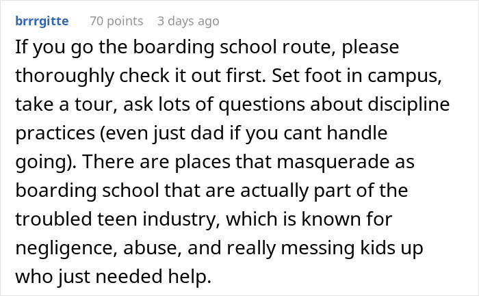 Comment warning about boarding schools linked to troubled teen industry causing harm to teens and parents tormented daily. Comment warning about boarding schools linked to troubled teen industry causing harm to teens and parents tormented daily.