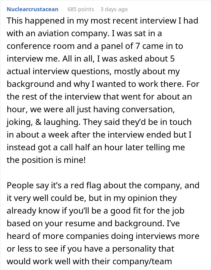 Woman Gets A Job And Can Start Monday Immediately After An Hour-Long Interview With No Questions