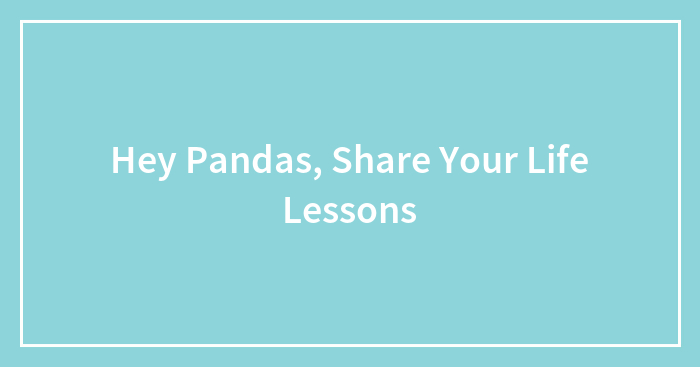 Hey Pandas, Share Your Life Lessons (Closed)