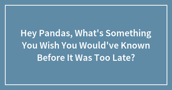 Hey Pandas, What’s Something You Wish You Would’ve Known Before It Was Too Late? (Closed)