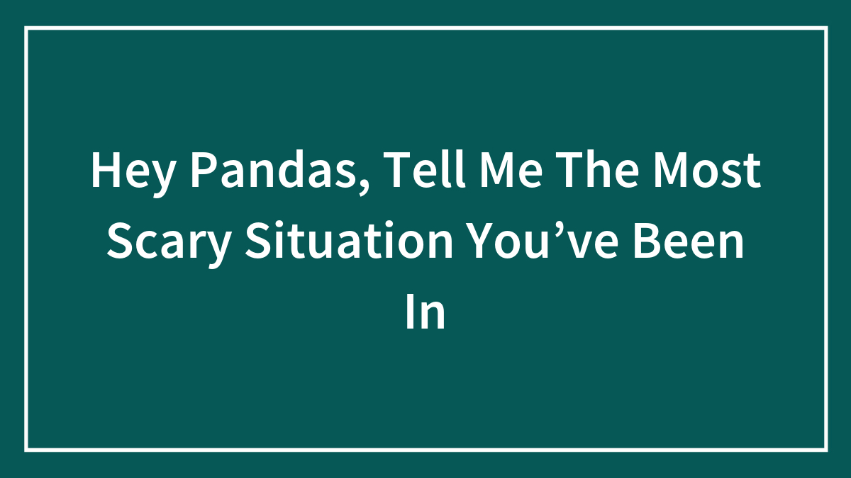 Hey Pandas, Tell Me The Most Scary Situation You’ve Been In