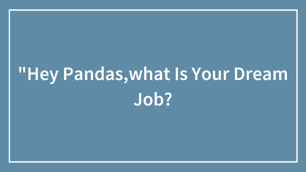 “Hey Pandas,what Is Your Dream Job?
