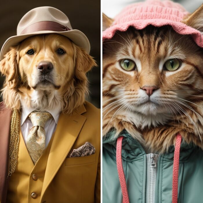 “Paws & Couture”: Images Of Cats And Dogs In Unique Styles I Made