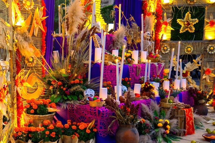 Colorful decorations for the Day of the Dead in Mexico
