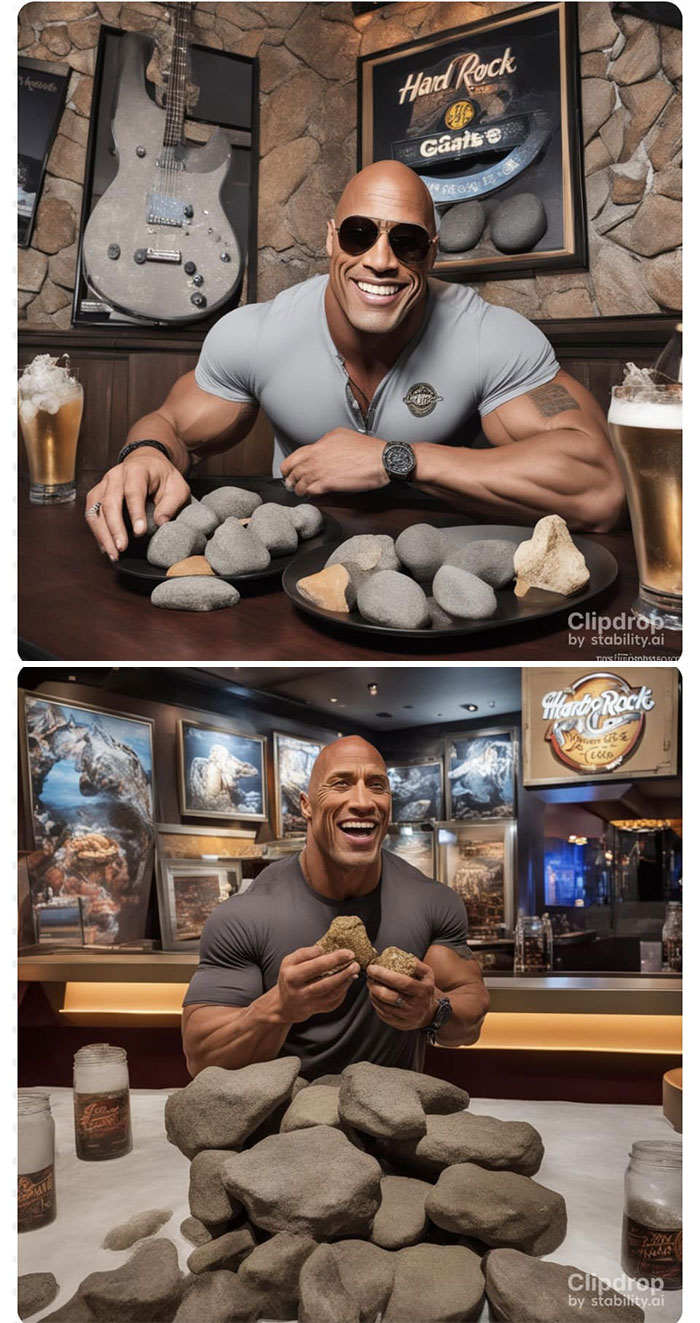 The Rock Eats Rocks At The Hard Rock Cafe