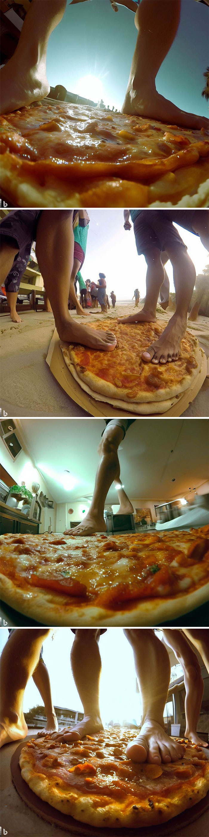 Gopro Footage Of People Standing Barefoot On Pizza