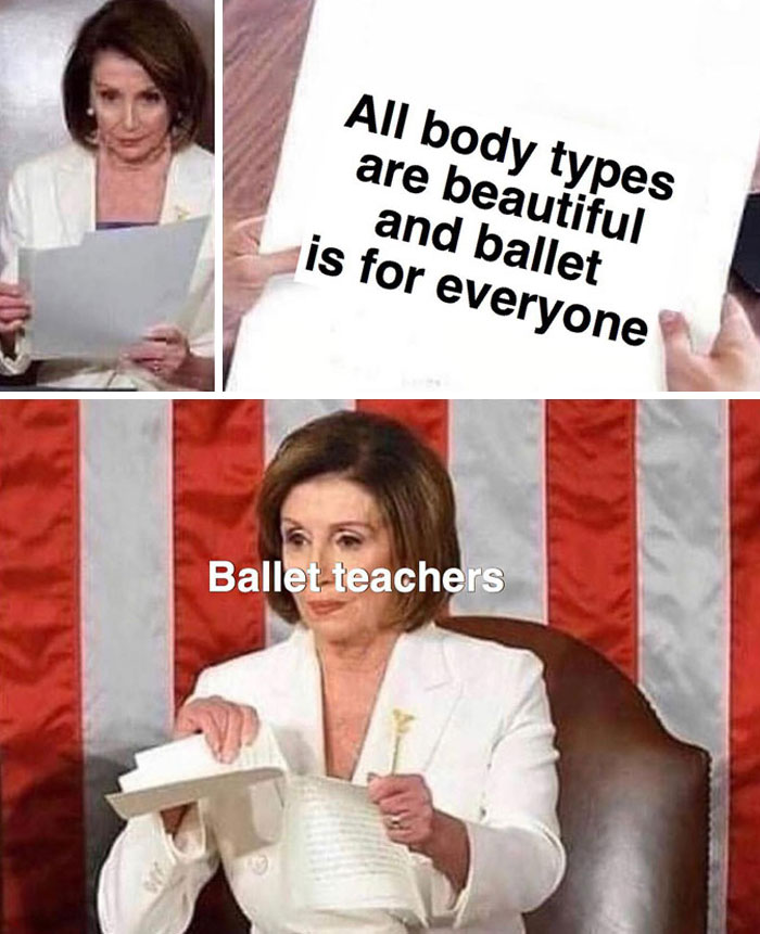 ballet dance teachers disagreeing that all body types are beautiful meme