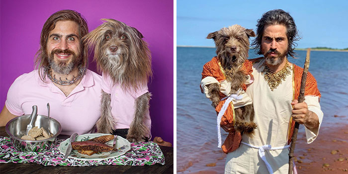 Human-Animal Doppelgangers: 30 Captivating Photographs Of A “Dog Dad” And His Pup Companion In Matching Outfits (New Pics)