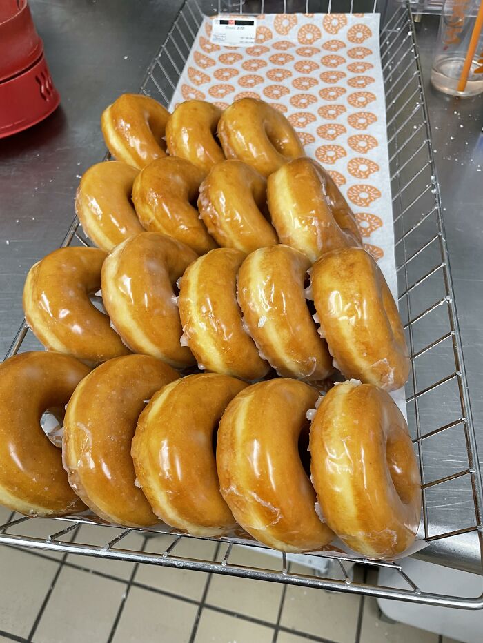 I Finally Got To Make Some Donuts! I’m An Afternoon Shift So Our Shift Very Rarely Makes Any Unless We Have A Huge Donut Sell Day In The Morning. So Proud Of My Glaze Babies!