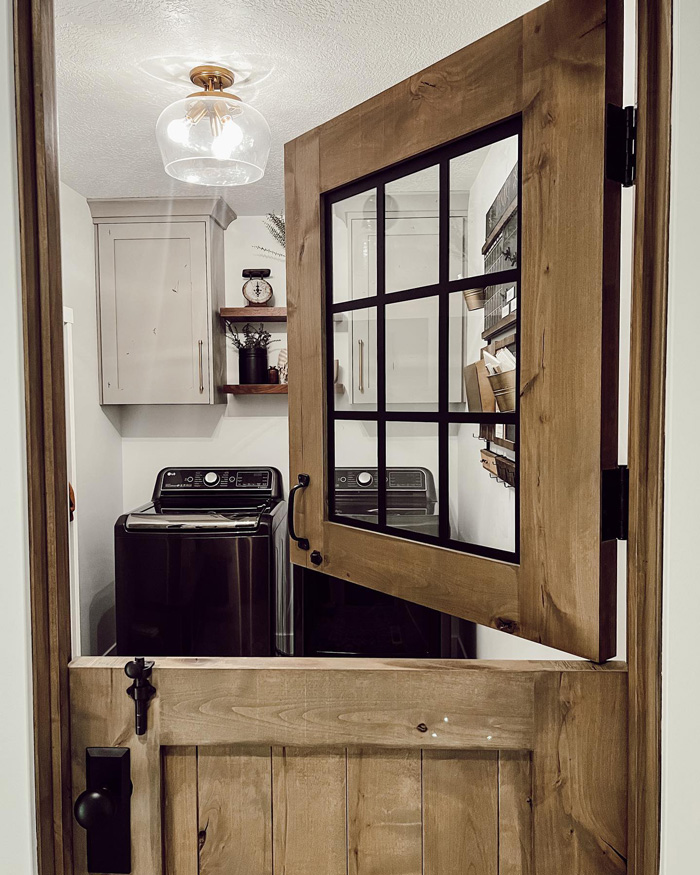 Wooden dutch door in the laundry room Wooden dutch door in the laundry room