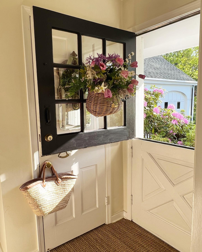 Dutch door with the basket of flowers