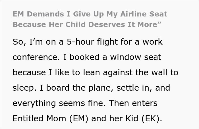 Entitled Mom Is Put In Her Place After Demanding A Window Seat For Her Son Entitled Mom Is Put In Her Place After Demanding A Window Seat For Her Son