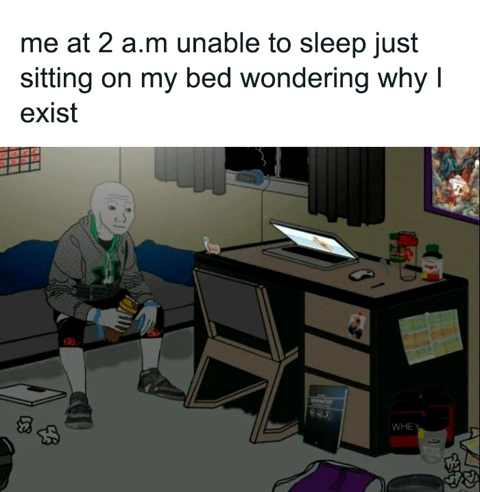 unable to sleep because of an existential crisis meme