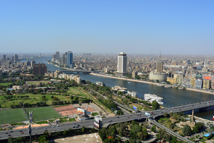 Nile river running through an Egyptian city 