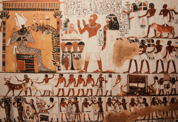Egyptian tomb wall mural