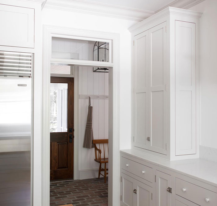 White wooden cupboards 