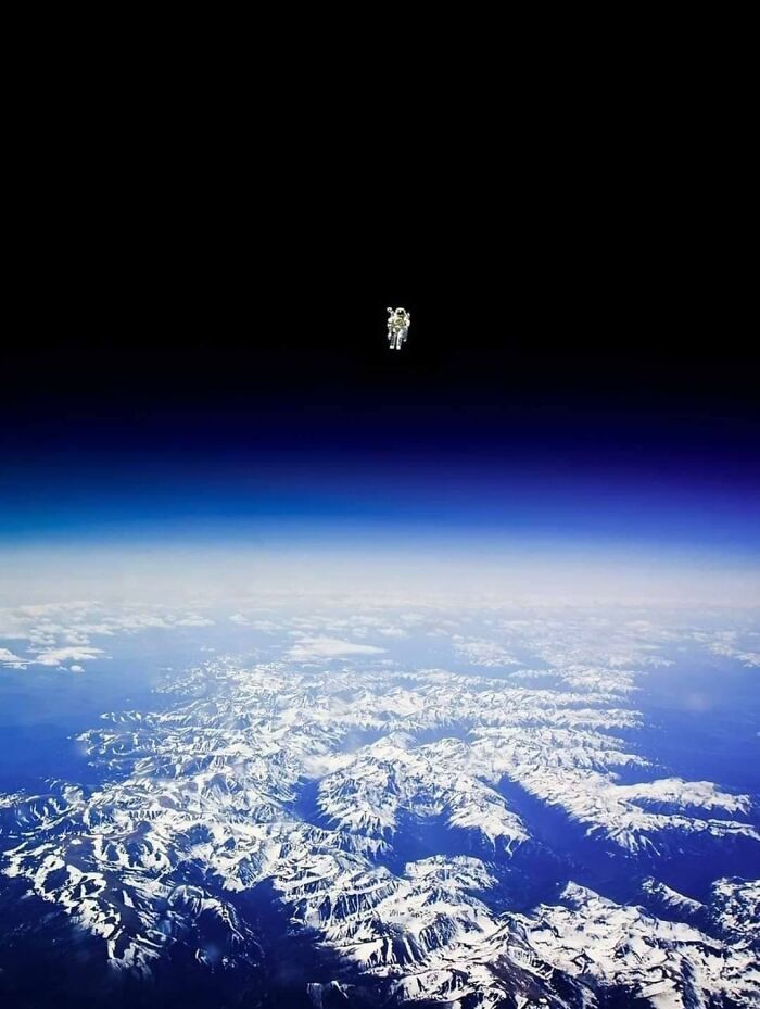 Astronaut Bruce Mccandless II Floats Untethered Away From The Safety Of The Space Shuttle