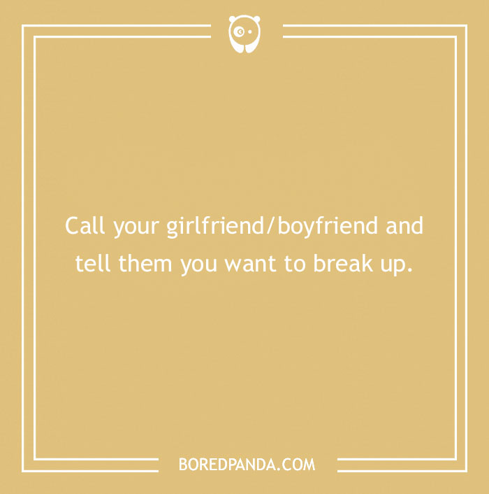Image displaying a funny dare about calling a partner to say you want to break up.