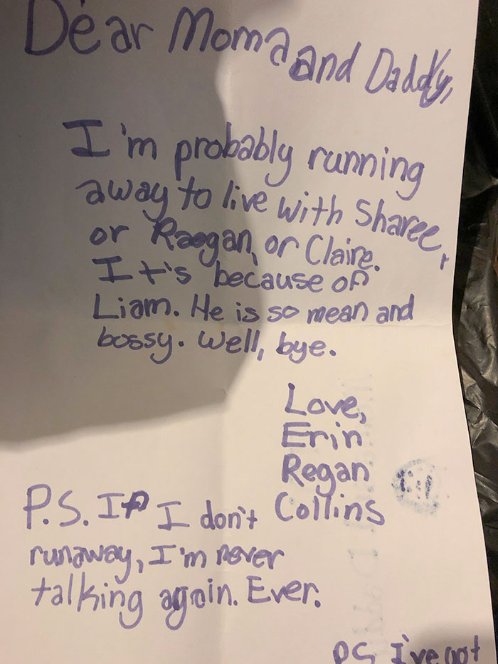Found A Note My Little Sister Left My Parents When She Was A Kid. I Guess I Was Too Bossy For Her