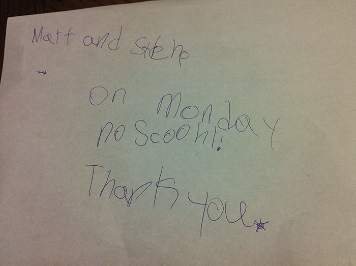 My 5-Year-Old Daughter Brought Me This Note "From Her Kindergarten Teacher"