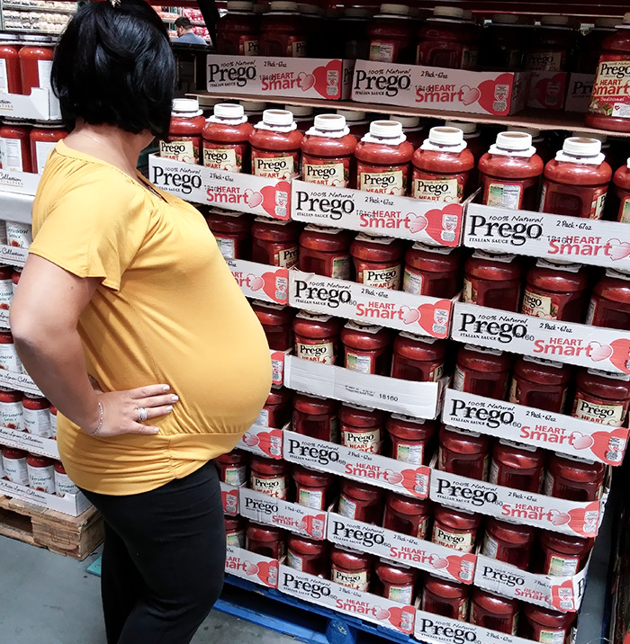 My Pregnant Wife Is A Warrior. One Week Left, And She Is Still Out Running Errands With Me. This Is Our Last Costco Run Before The Baby Is Born. Thought This Was Funny