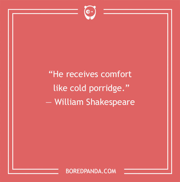 Funny quote from book by William Shakespeare on a red background.