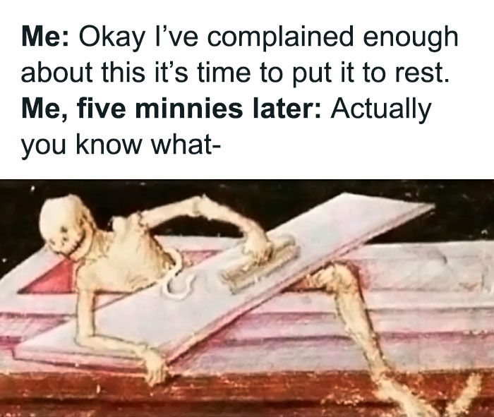 Skeleton meme humorously depicting relatable friendship experience.