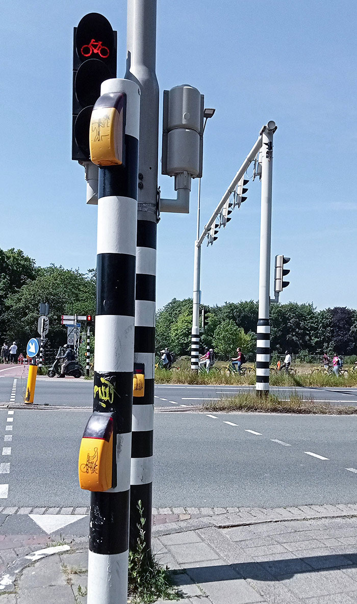 This Crossing In Netherlands Has One Button For People With Bicycles And One For People Who Rides Horses