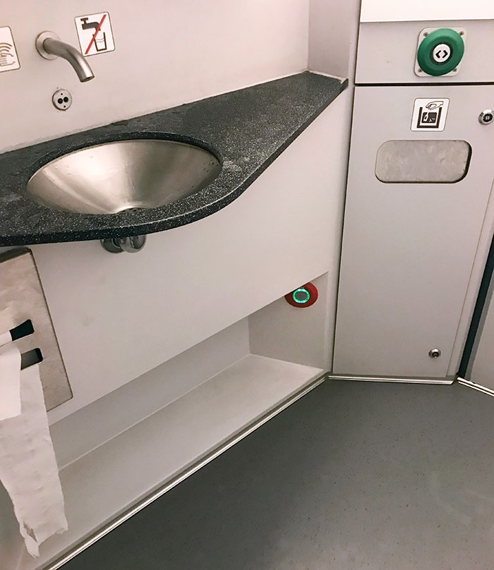 In Belgian Train's Toilets, There Is A SOS Button Close To The Ground In Case People Fall And Can't Get Up